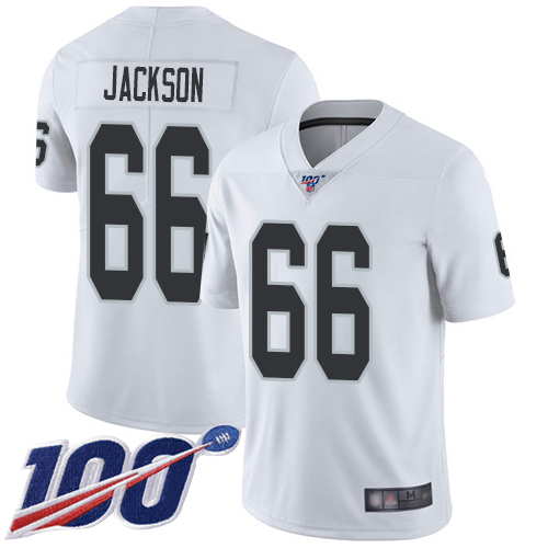Men Oakland Raiders Limited White Gabe Jackson Road Jersey NFL Football #66 100th Season Vapor Jersey->nfl t-shirts->Sports Accessory